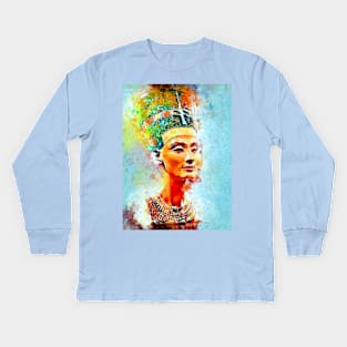 Watercolor Nefertiti Kids Long Sleeve T-Shirt